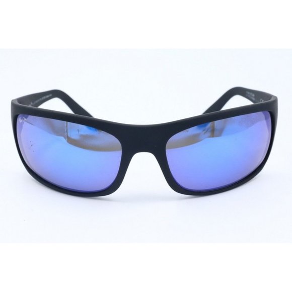 Maui Jim Peahi MJ 202-2M-SGH Sunglasses Black Blue Polarized -SCRATCHED LENS - Picture 2 of 6